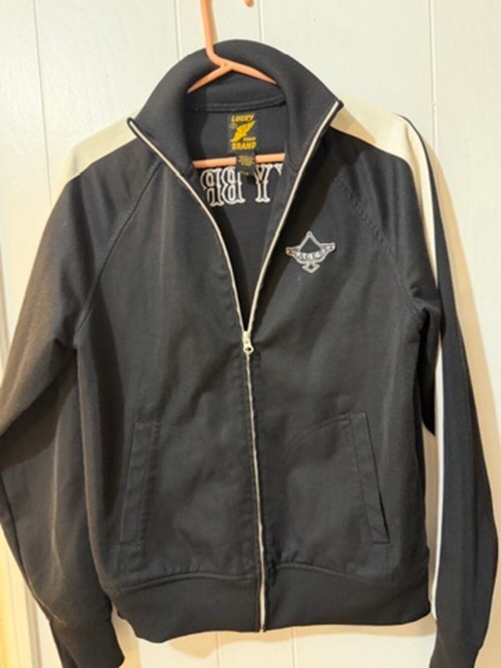 Lucky Brand Y2K Aces Track Jacket Men's S Black Cream